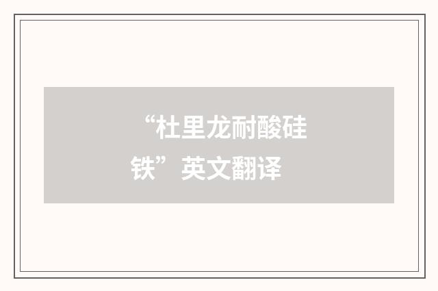 “杜里龙耐酸硅铁”英文翻译