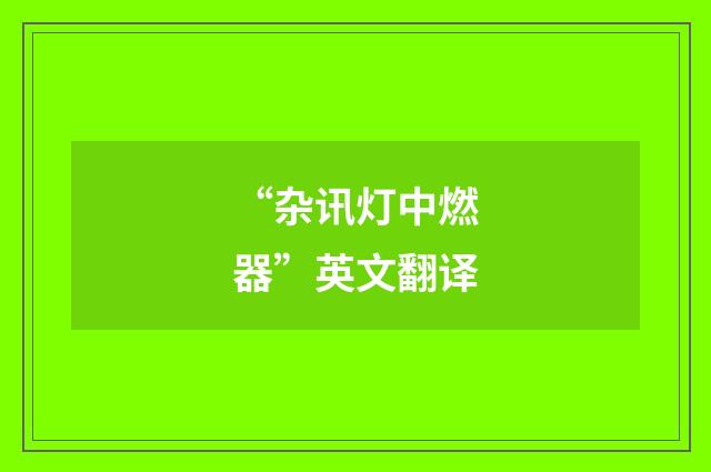 “杂讯灯中燃器”英文翻译