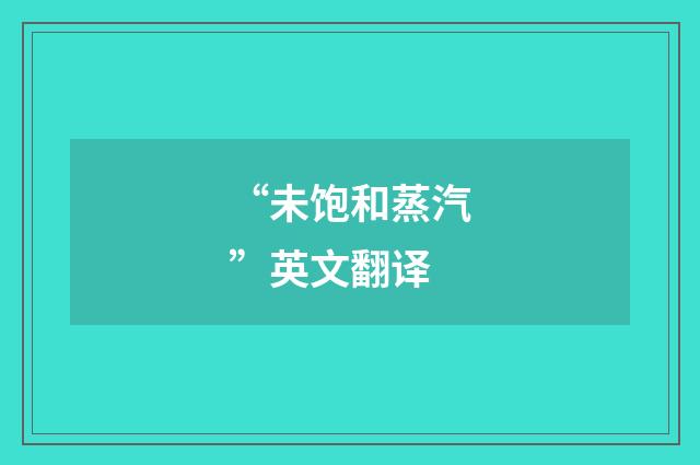 “未饱和蒸汽”英文翻译