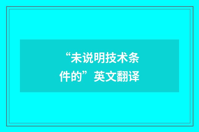 “未说明技术条件的”英文翻译