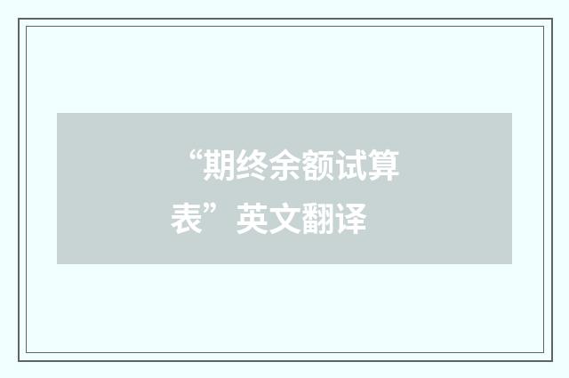 “期终余额试算表”英文翻译