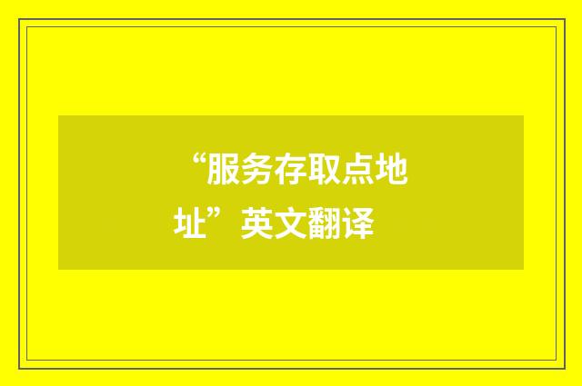 “服务存取点地址”英文翻译
