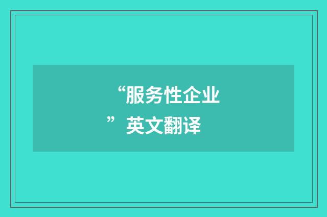 “服务性企业”英文翻译