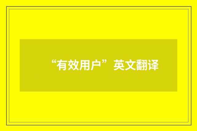 “有效用户”英文翻译