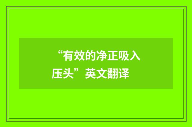“有效的净正吸入压头”英文翻译