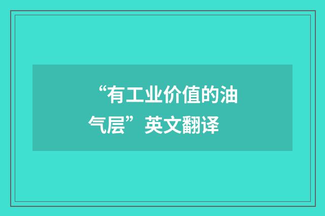 “有工业价值的油气层”英文翻译