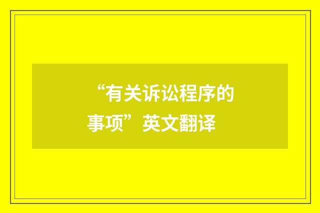 “有关诉讼程序的事项”英文翻译
