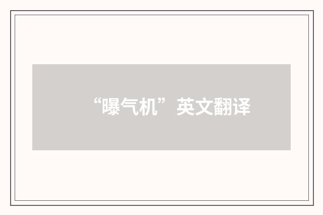 “曝气机”英文翻译
