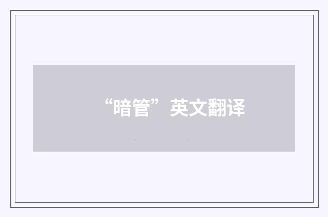 “暗管”英文翻译