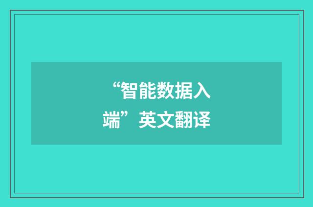 “智能数据入端”英文翻译