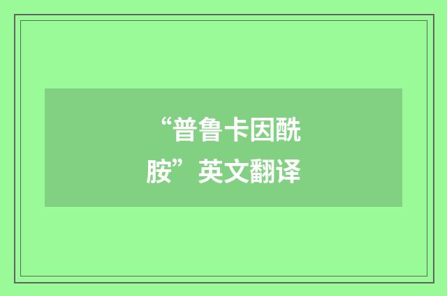 “普鲁卡因酰胺”英文翻译