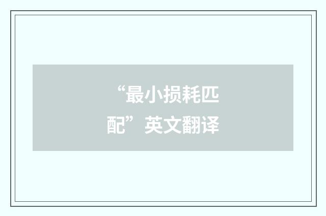“最小损耗匹配”英文翻译