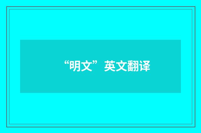 “明文”英文翻译