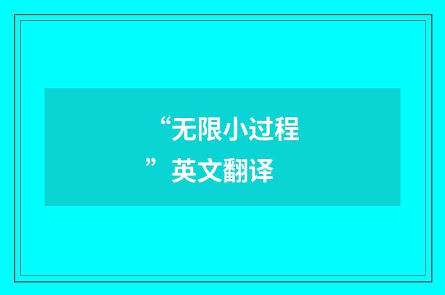 “无限小过程”英文翻译