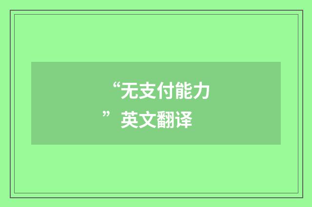 “无支付能力”英文翻译