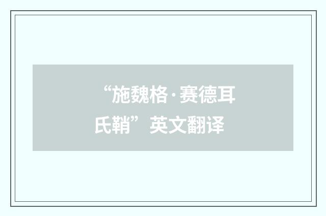 “施魏格·赛德耳氏鞘”英文翻译