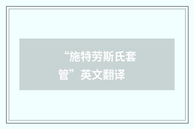 “施特劳斯氏套管”英文翻译