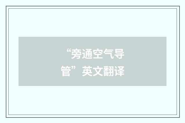 “旁通空气导管”英文翻译