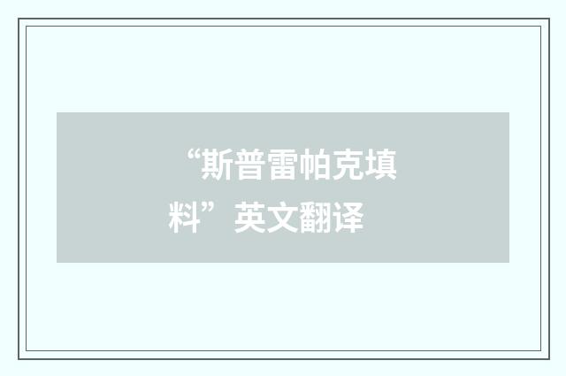 “斯普雷帕克填料”英文翻译