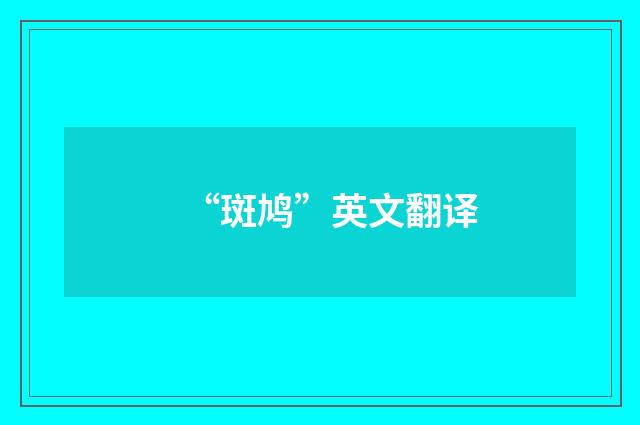 “斑鸠”英文翻译