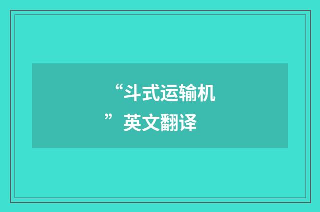 “斗式运输机”英文翻译