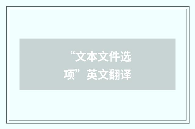 “文本文件选项”英文翻译