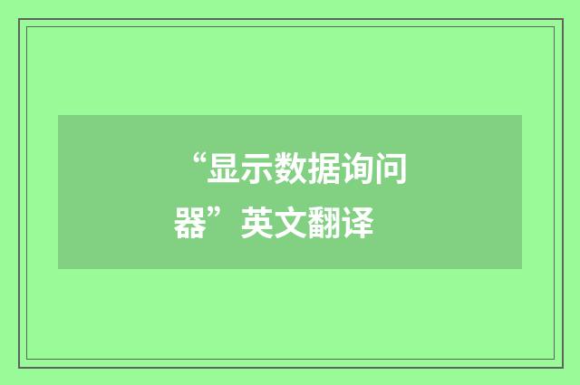 “显示数据询问器”英文翻译