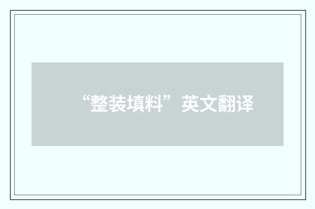 “整装填料”英文翻译