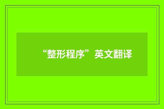 “整形程序”英文翻译