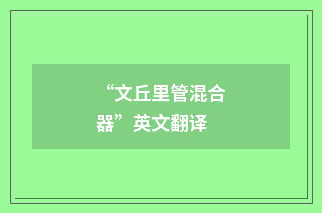 “文丘里管混合器”英文翻译