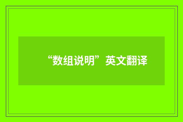 “数组说明”英文翻译