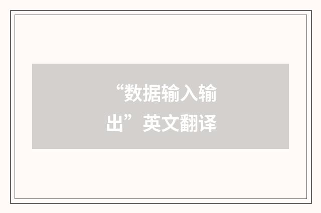 “数据输入输出”英文翻译