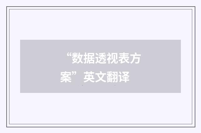 “数据透视表方案”英文翻译