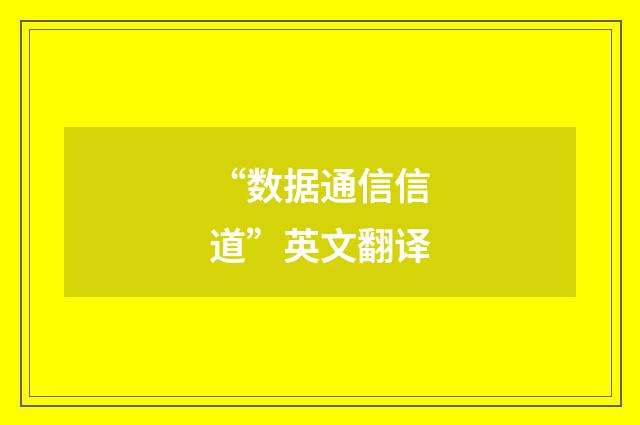 “数据通信信道”英文翻译
