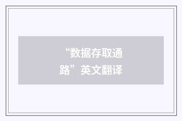 “数据存取通路”英文翻译