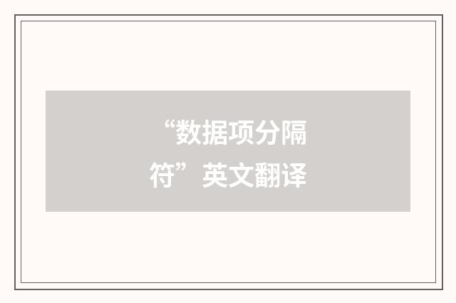 “数据项分隔符”英文翻译