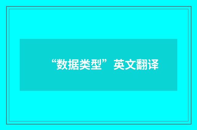 “数据类型”英文翻译