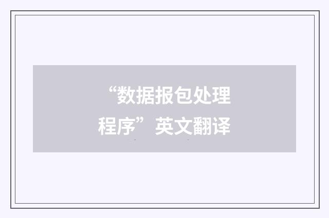 “数据报包处理程序”英文翻译