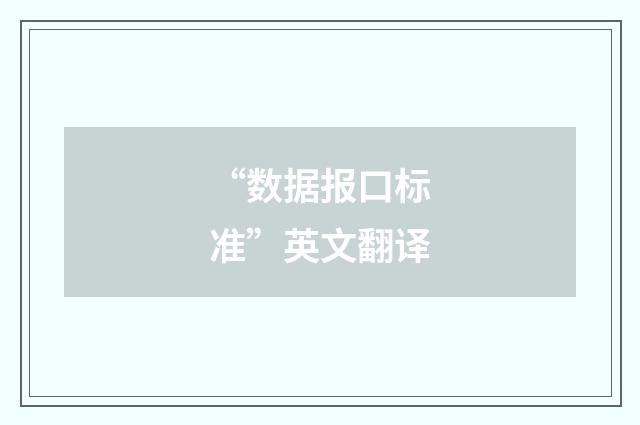“数据报口标准”英文翻译