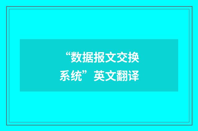 “数据报文交换系统”英文翻译