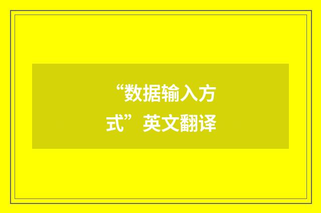 “数据输入方式”英文翻译