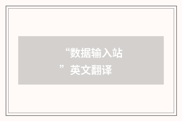 “数据输入站”英文翻译