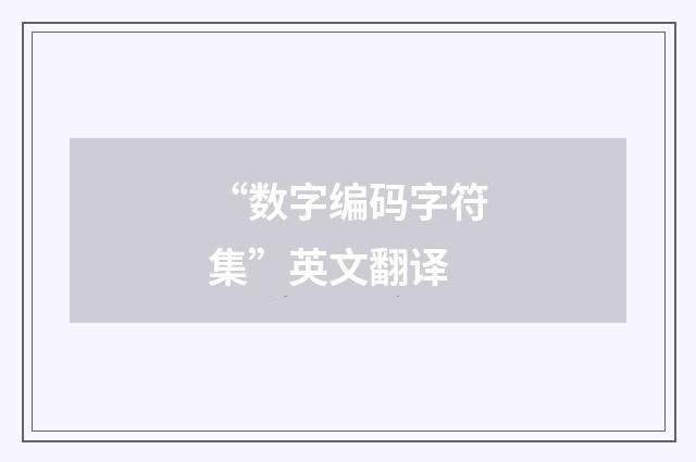 “数字编码字符集”英文翻译