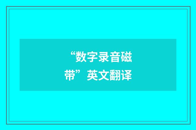 “数字录音磁带”英文翻译