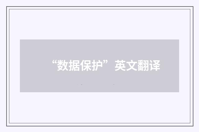 “数据保护”英文翻译