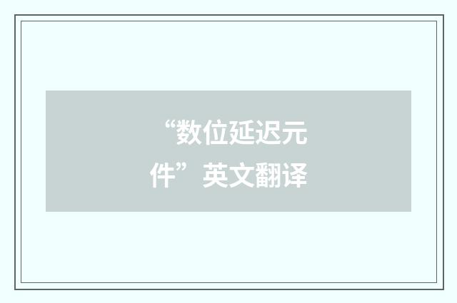 “数位延迟元件”英文翻译