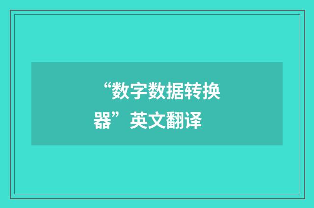 “数字数据转换器”英文翻译
