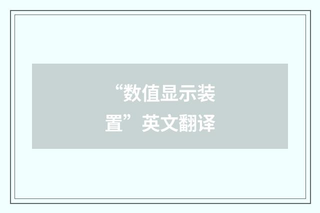 “数值显示装置”英文翻译