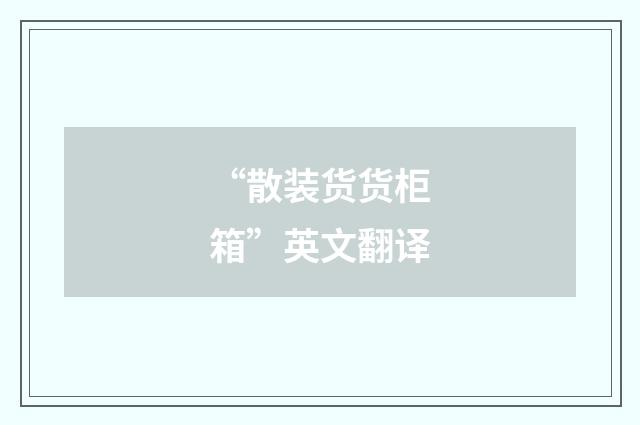“散装货货柜箱”英文翻译