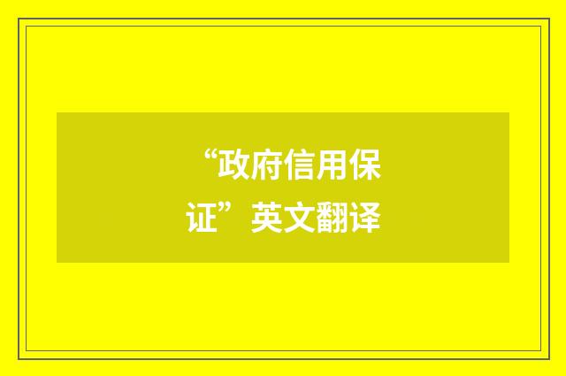 “政府信用保证”英文翻译